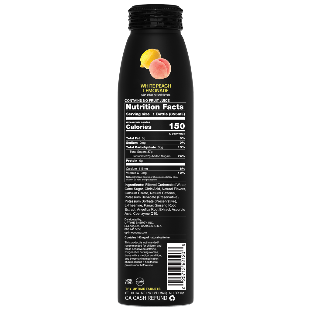 White Peach Lemonade Cane Sugar 12 Pack